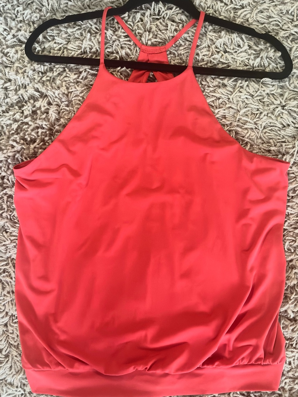 Express Coral-Red High Neck Tank with Racerback